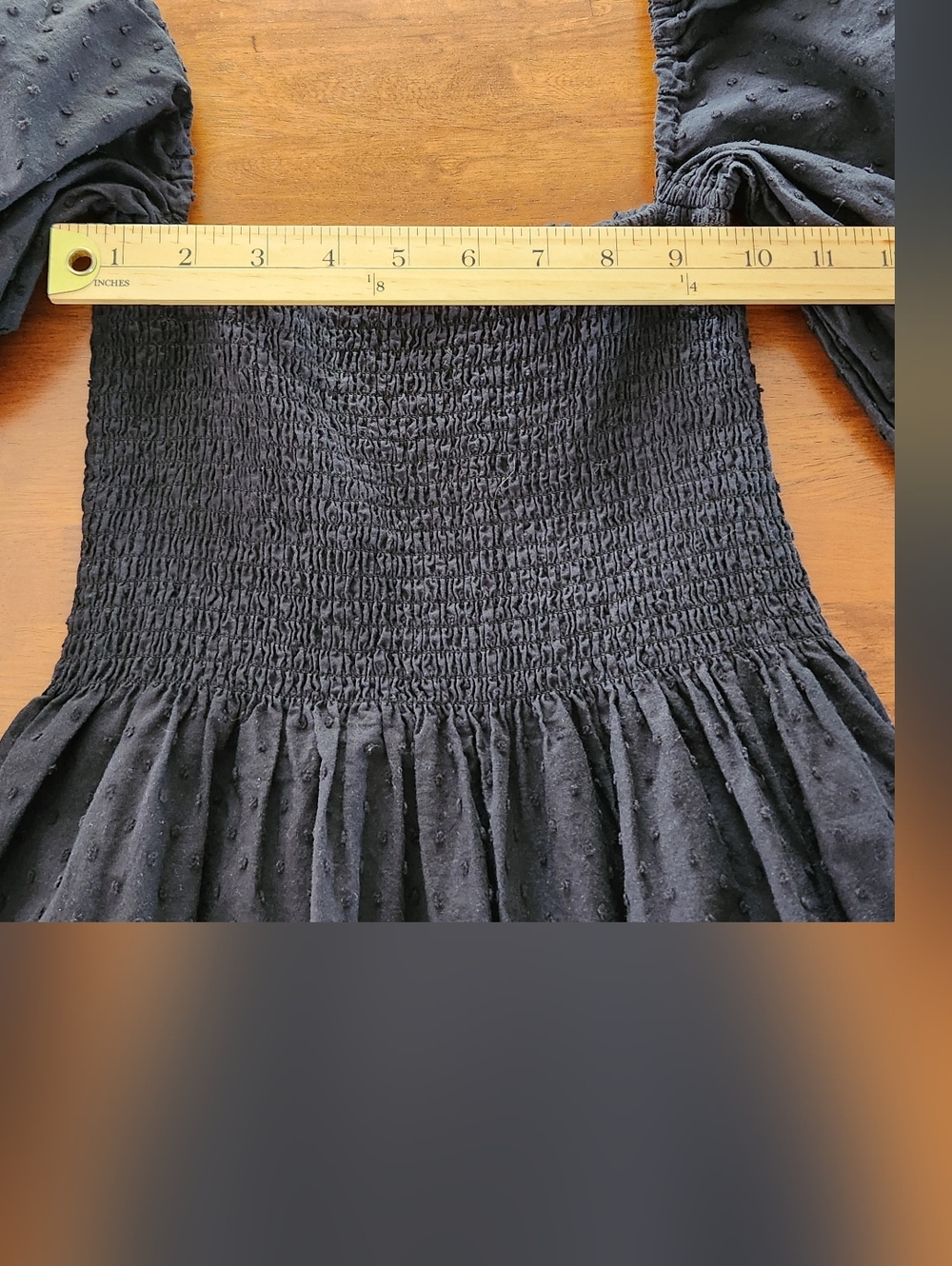 Kourt Portia Mini Dress Black Smocked Puff Sleeve Size M Cottagecore Boho - Picture 8 of 8